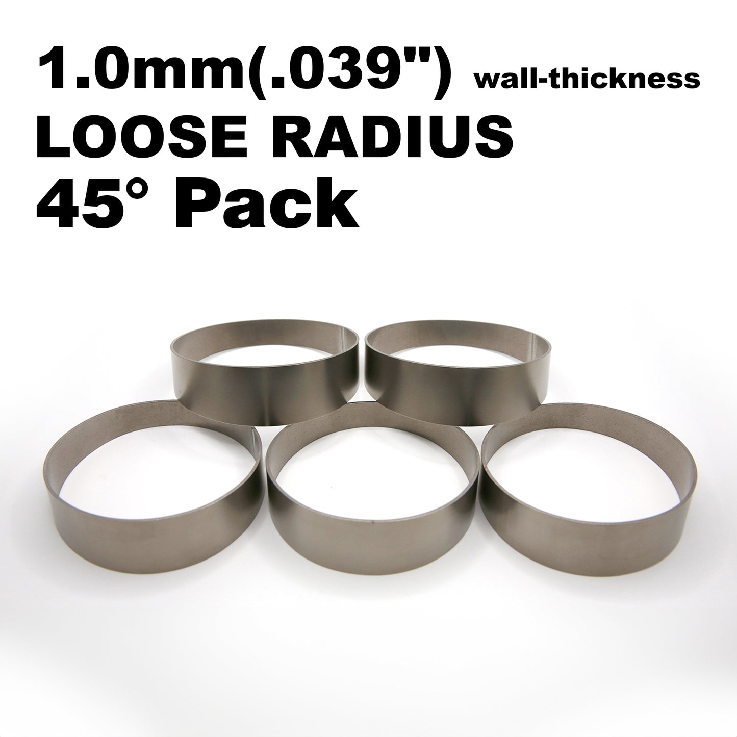 Titanium Pie Cut - 1.0mm/.039" wall - 5 Pieces (45° Total) - Loose Radius