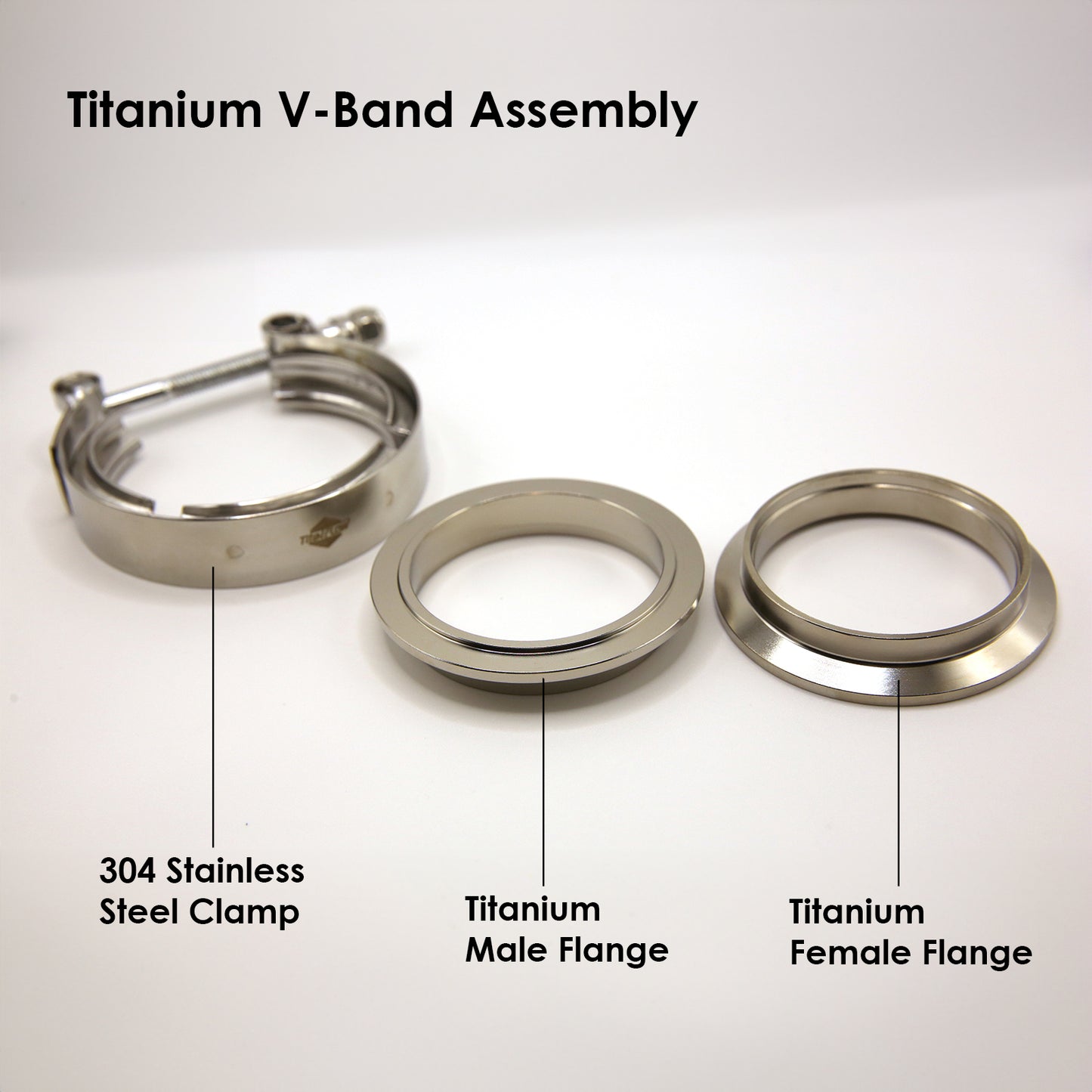 Titanium V-Band Clamp Assembly (2 Flanges and 1 Clamp)