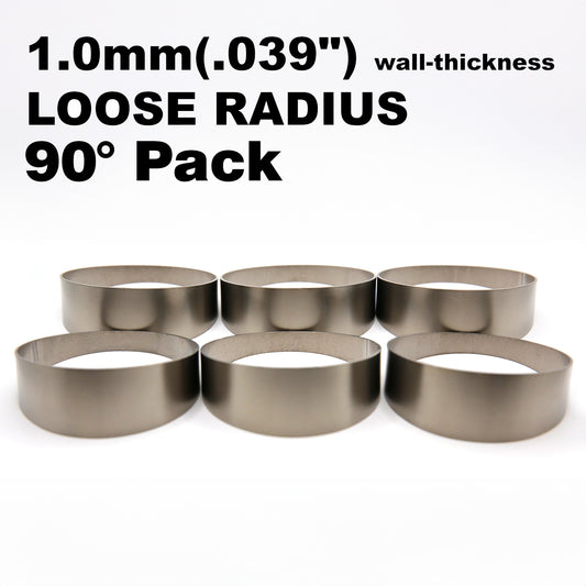 Titanium Pie Cut - 1.0mm/.039" wall - 6 Pieces (90° Total) - Loose Radius